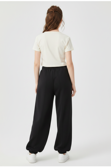 Pantalon Fluide Noir Ample Décontracté Confortable Enfant - Molleton - vue 2