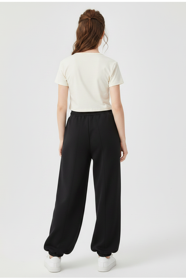 Pantalon Fluide Noir Ample Décontracté Confortable Enfant - Molleton - vue 2