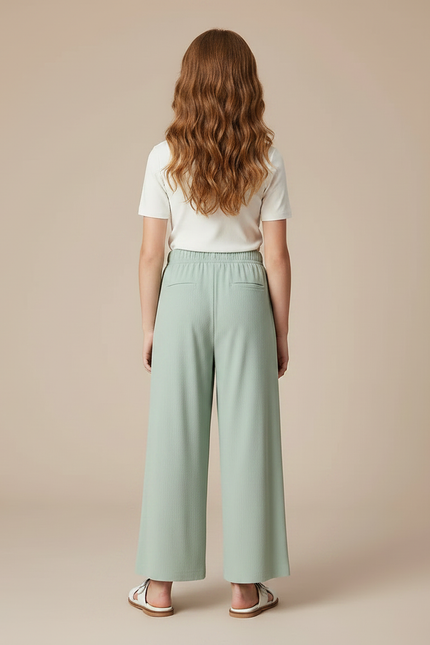 Pantalon Fluide Vert Menthe Ample Confortable Fille - Maille - vue 2