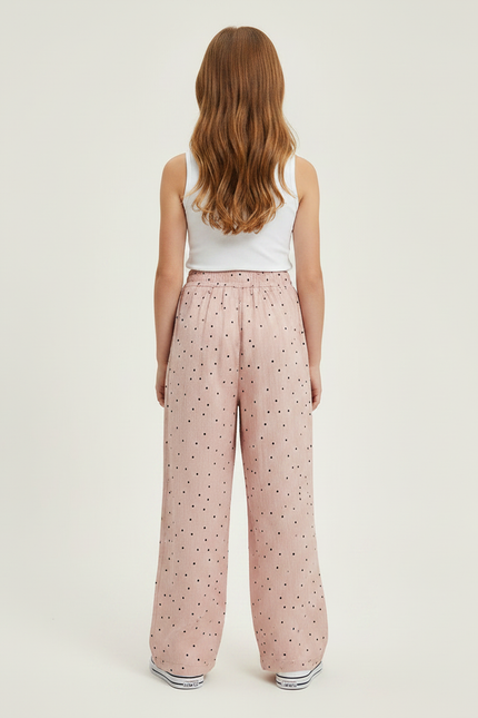 Pantalon Fluide Rose Ample Pois Enfants Décontracté - Viscose - vue 2