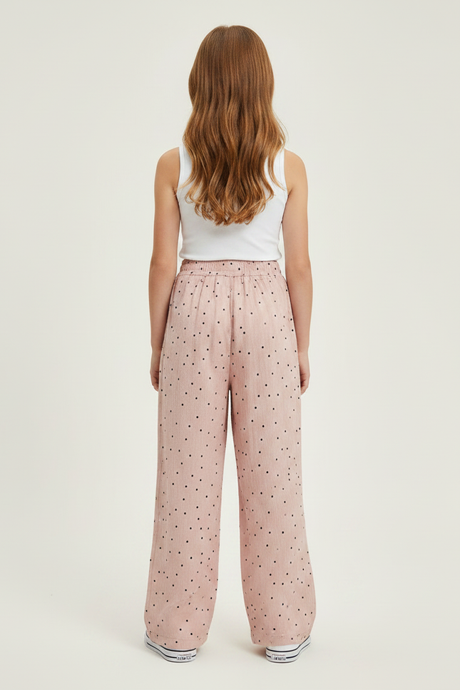 Pantalon Fluide Rose Ample Pois Enfants Décontracté - Viscose - vue 2