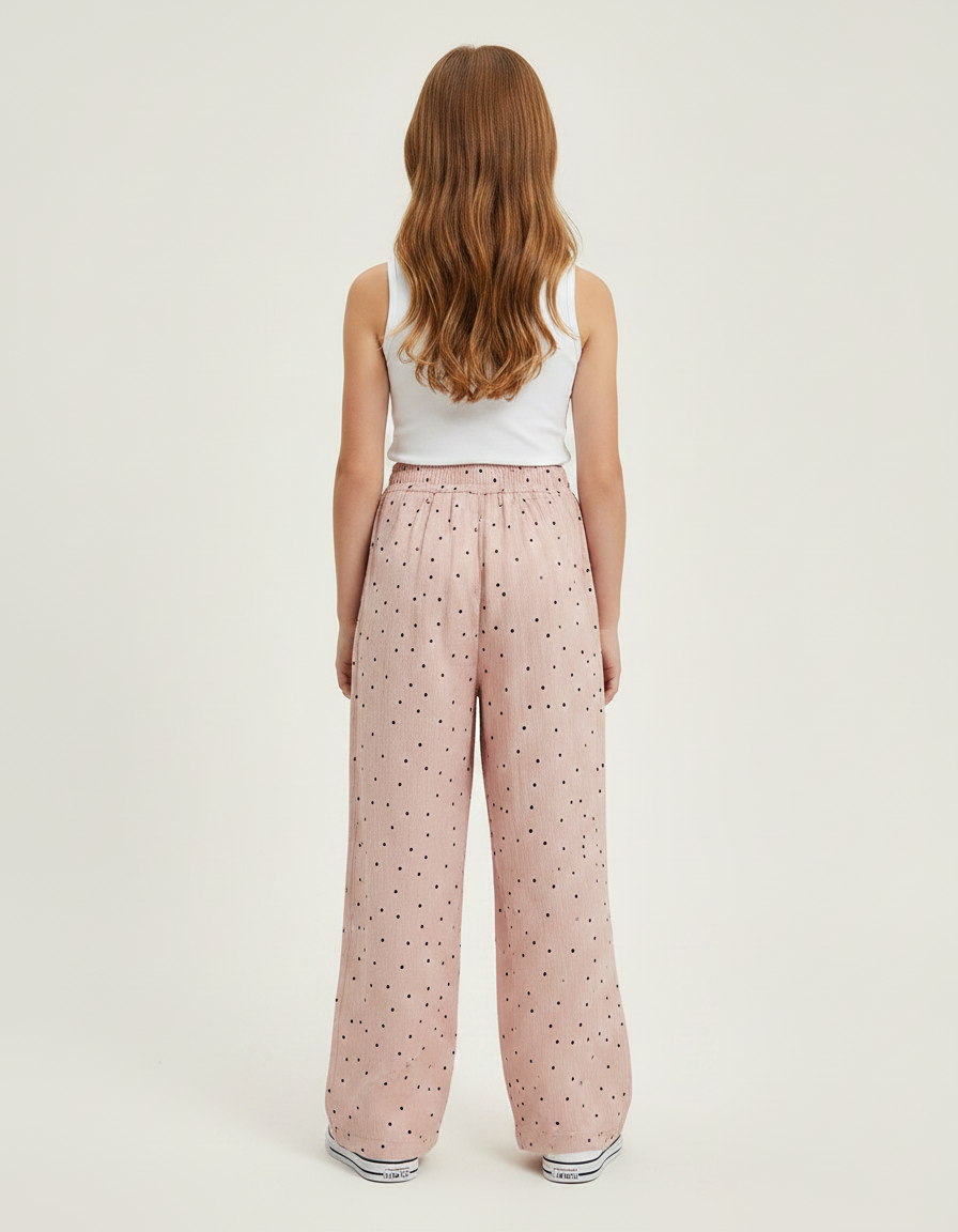Pantalon Fluide Rose Ample Pois Enfants Décontracté - Viscose - vue 2