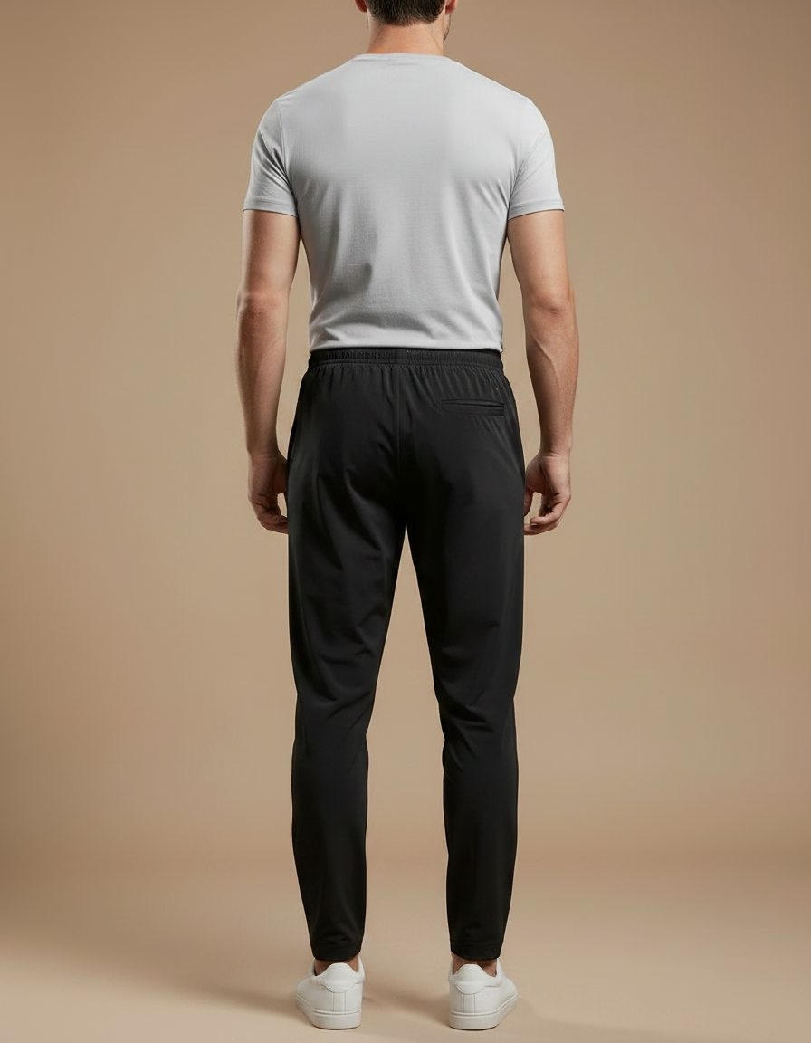 Pantalon Fluide Noir Sportif Décontracté Homme - Polyester - vue 2