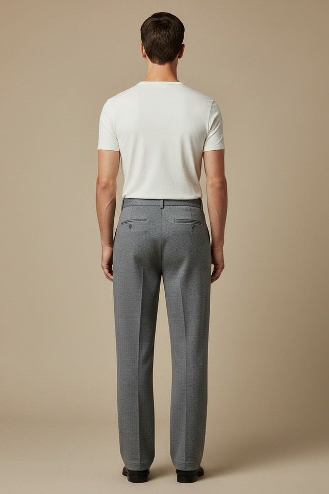 Pantalon Fluide Gris Ample Laine Élégant Décontracté Homme - vue 2