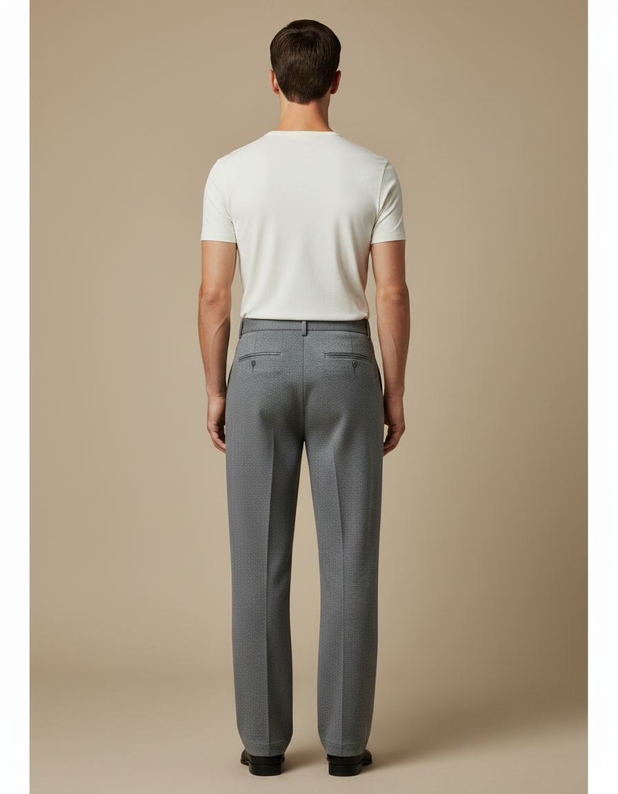 Pantalon Fluide Gris Ample Laine Élégant Décontracté Homme - vue 2