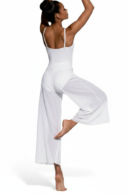 Pantalon Fluide Blanc Transparent Ample Large Élégant - Polyester