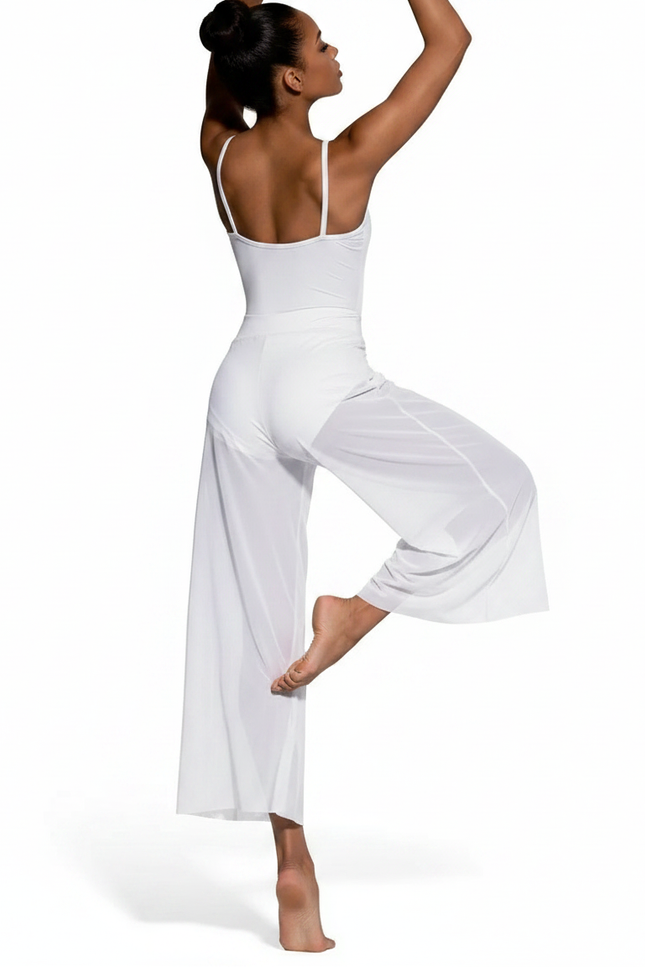 Pantalon Fluide Blanc Transparent Ample Large Élégant - Polyester