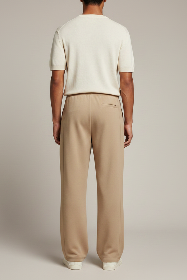 Pantalon Fluide Homme Taille Élastique - Beige Maille - vue 2