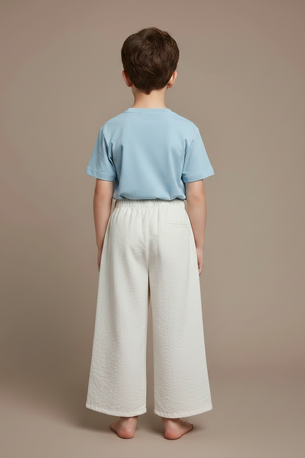 Pantalon Fluide Crème Ample Droit Confortable Enfant - Beige Lin - vue 2