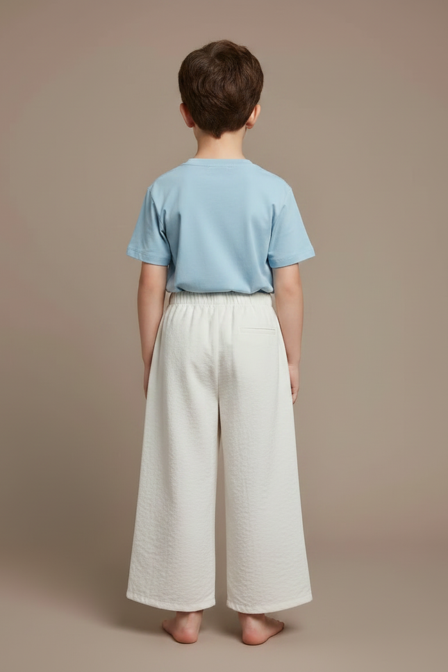 Pantalon Fluide Crème Ample Droit Confortable Enfant - Beige Lin - vue 2