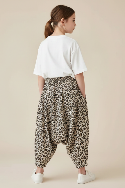 Pantalon Fluide Léopard Sarouel Ample Imprimé Enfant - Viscose - vue 2