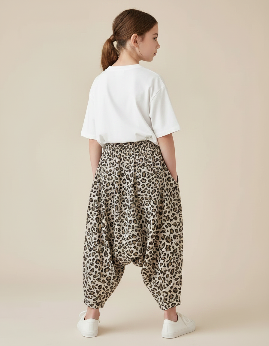Pantalon Fluide Léopard Sarouel Ample Imprimé Enfant - Viscose - vue 2