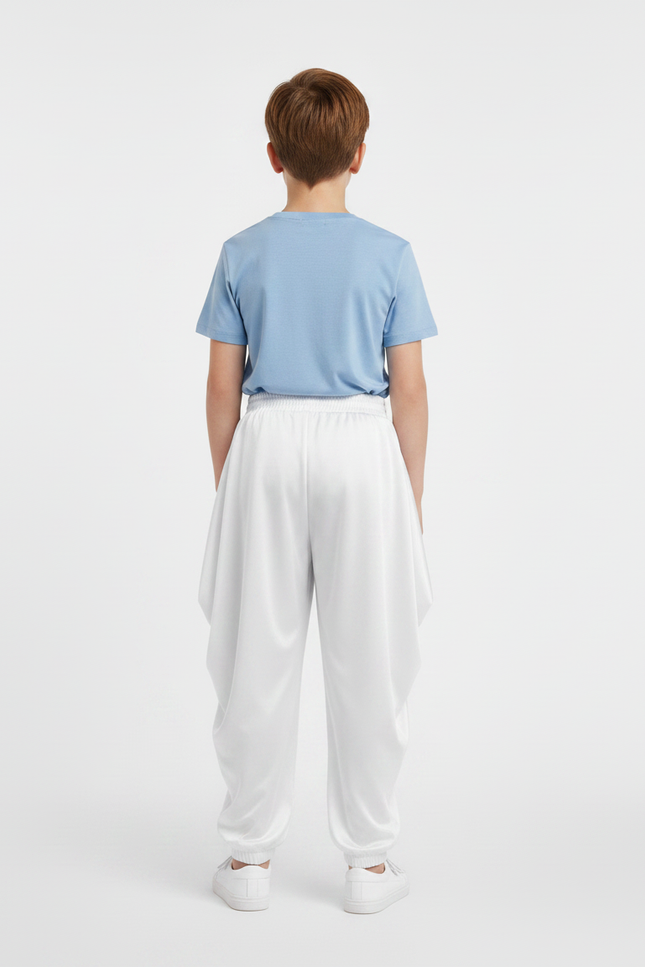Pantalon Fluide Blanc Satiné Ample Harem Garçon - vue 2