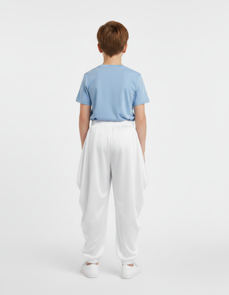Pantalon Fluide Blanc Satiné Ample Harem Garçon - vue 2
