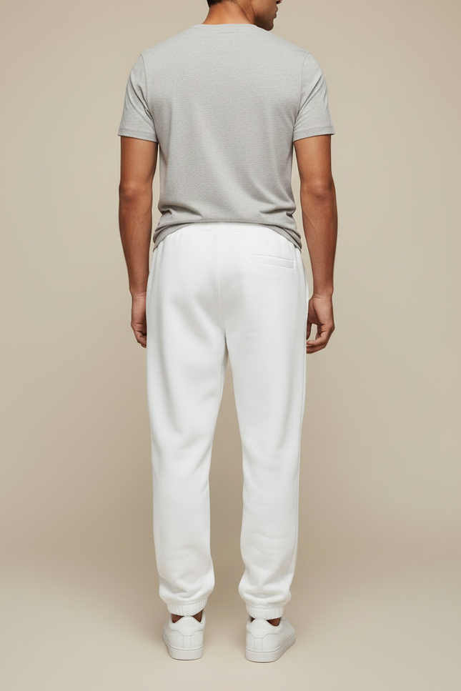 Pantalon Fluide Blanc Cordon Molleton Décontracté Homme - vue 2