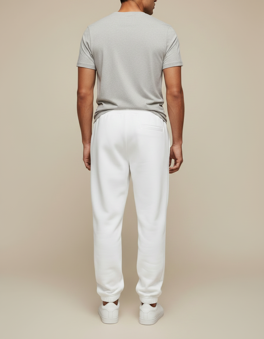 Pantalon Fluide Blanc Cordon Molleton Décontracté Homme - vue 2