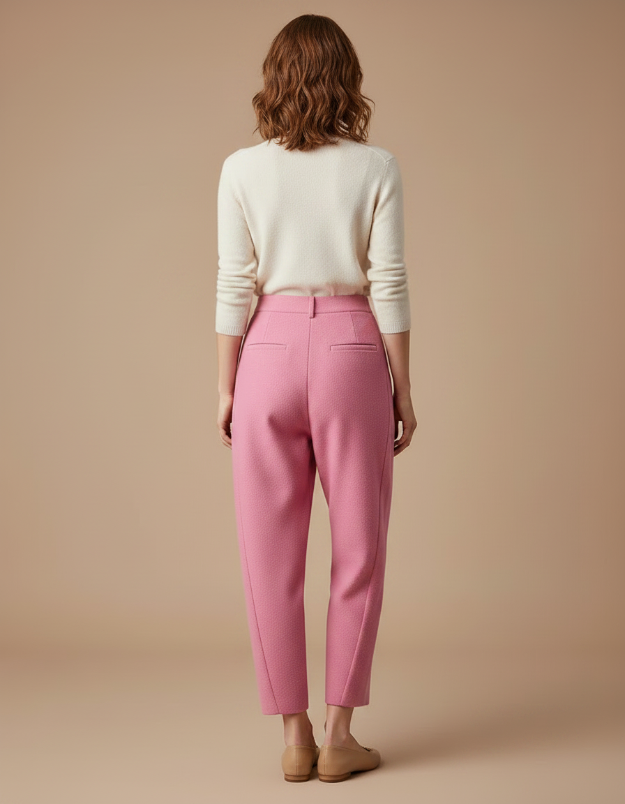 Pantalon Fluide Rose Ample Décontracté Texturé Femme - Tweed - vue 2