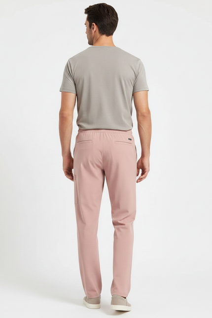 Pantalon Fluide Rose Droit Décontracté Confortable Homme - Viscose - vue 2