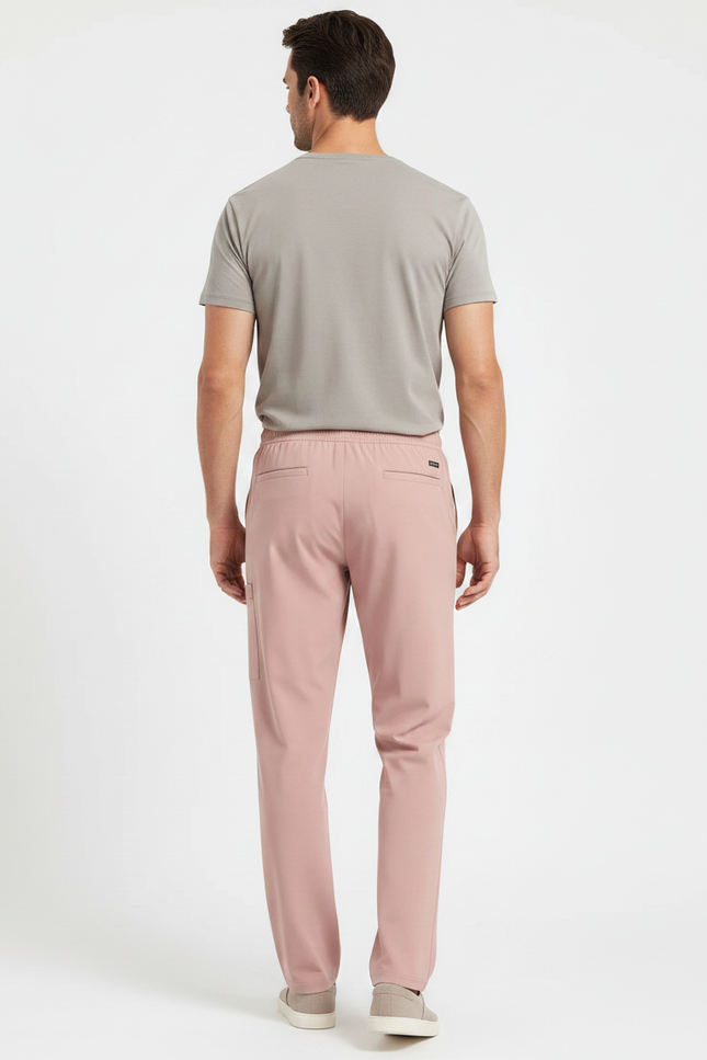 Pantalon Fluide Rose Droit Décontracté Confortable Homme - Viscose - vue 2