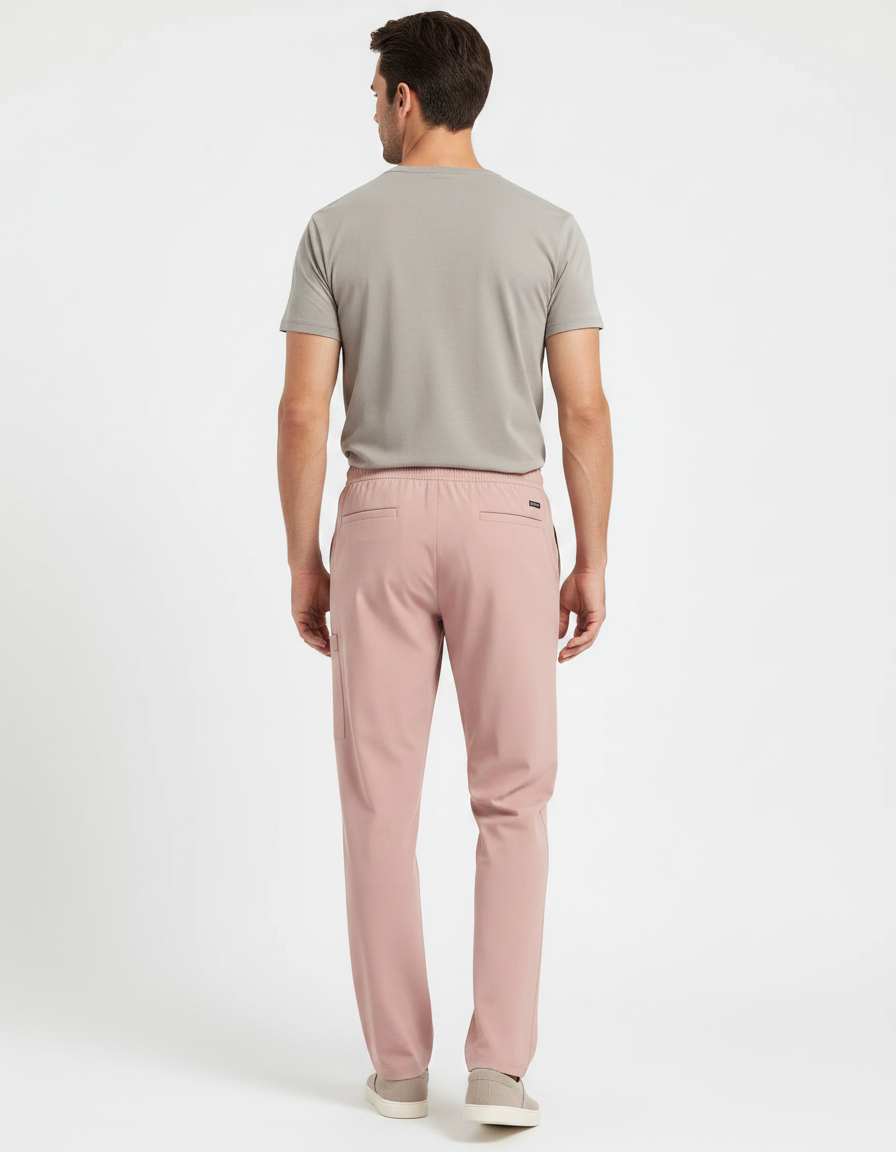 Pantalon Fluide Rose Droit Décontracté Confortable Homme - Viscose - vue 2