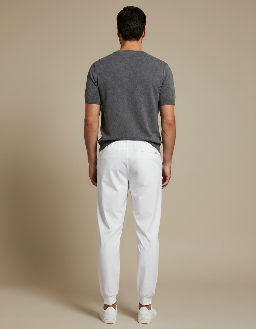 Pantalon Fluide Blanc Jogger Anti-plis Respirant Homme - Polyester - vue 2
