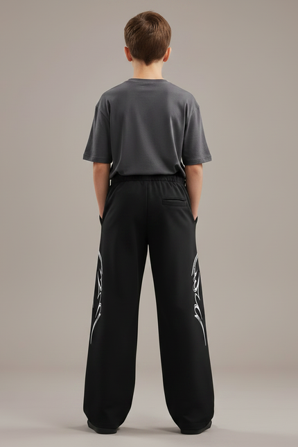 Pantalon Fluide Noir Ample Imprimé Tribal Garçon - Polyester - vue 2