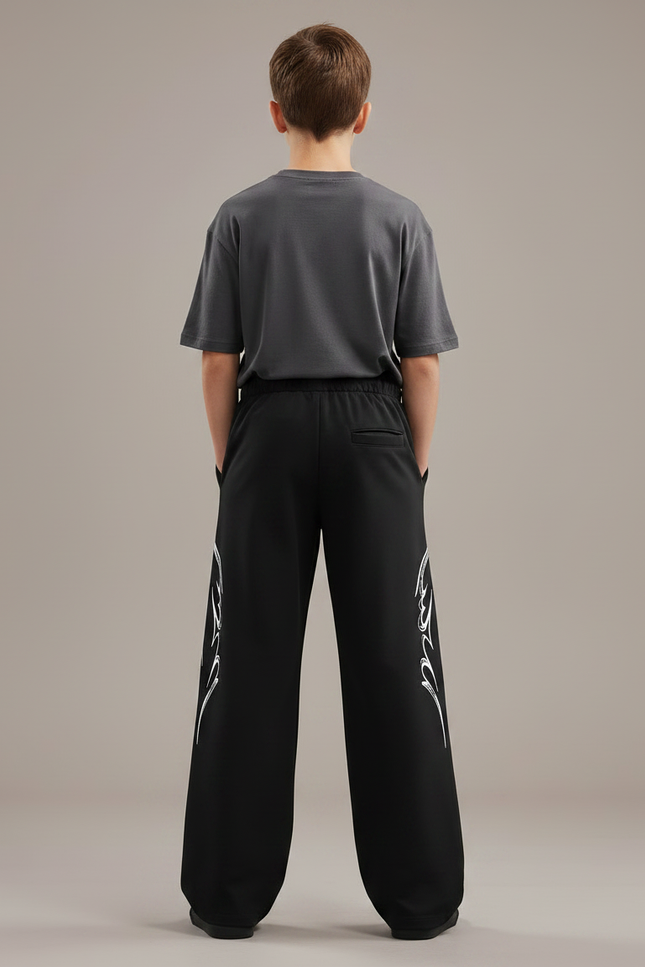 Pantalon Fluide Noir Ample Imprimé Tribal Garçon - Polyester - vue 2