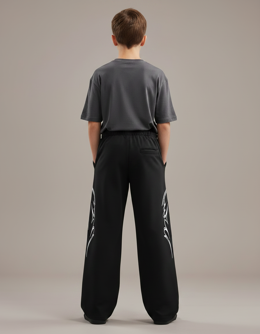 Pantalon Fluide Noir Ample Imprimé Tribal Garçon - Polyester - vue 2