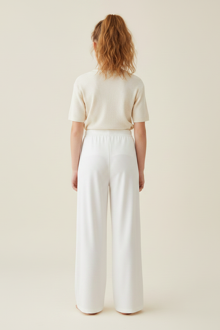 Pantalon Fluide Blanc Ample Confortable Décontracté Fille - Viscose - vue 2