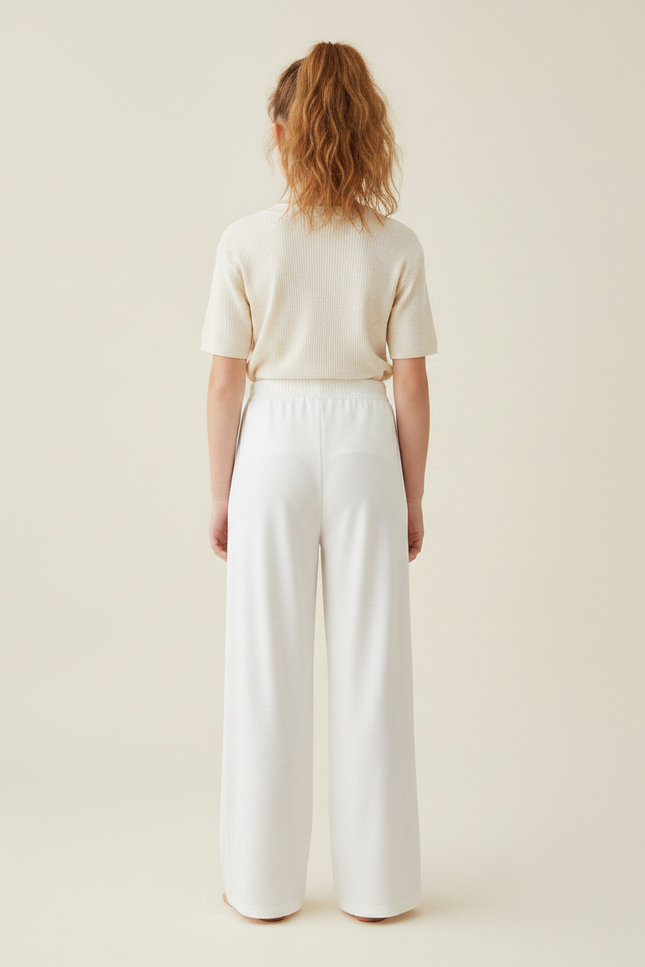 Pantalon Fluide Blanc Ample Confortable Décontracté Fille - Viscose - vue 2