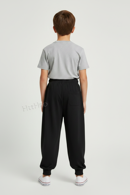 Pantalon Fluide Noir Ample Cordon Jogger Enfant - Viscose - vue 2