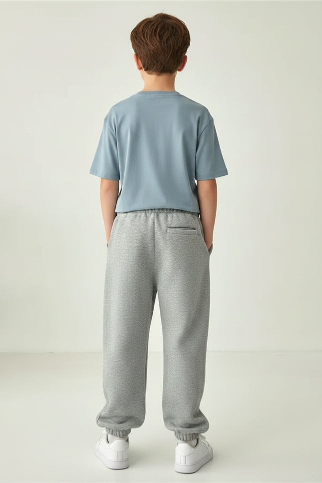 Pantalon Fluide Gris Ample Molletonné Décontracté Garçon - vue 2