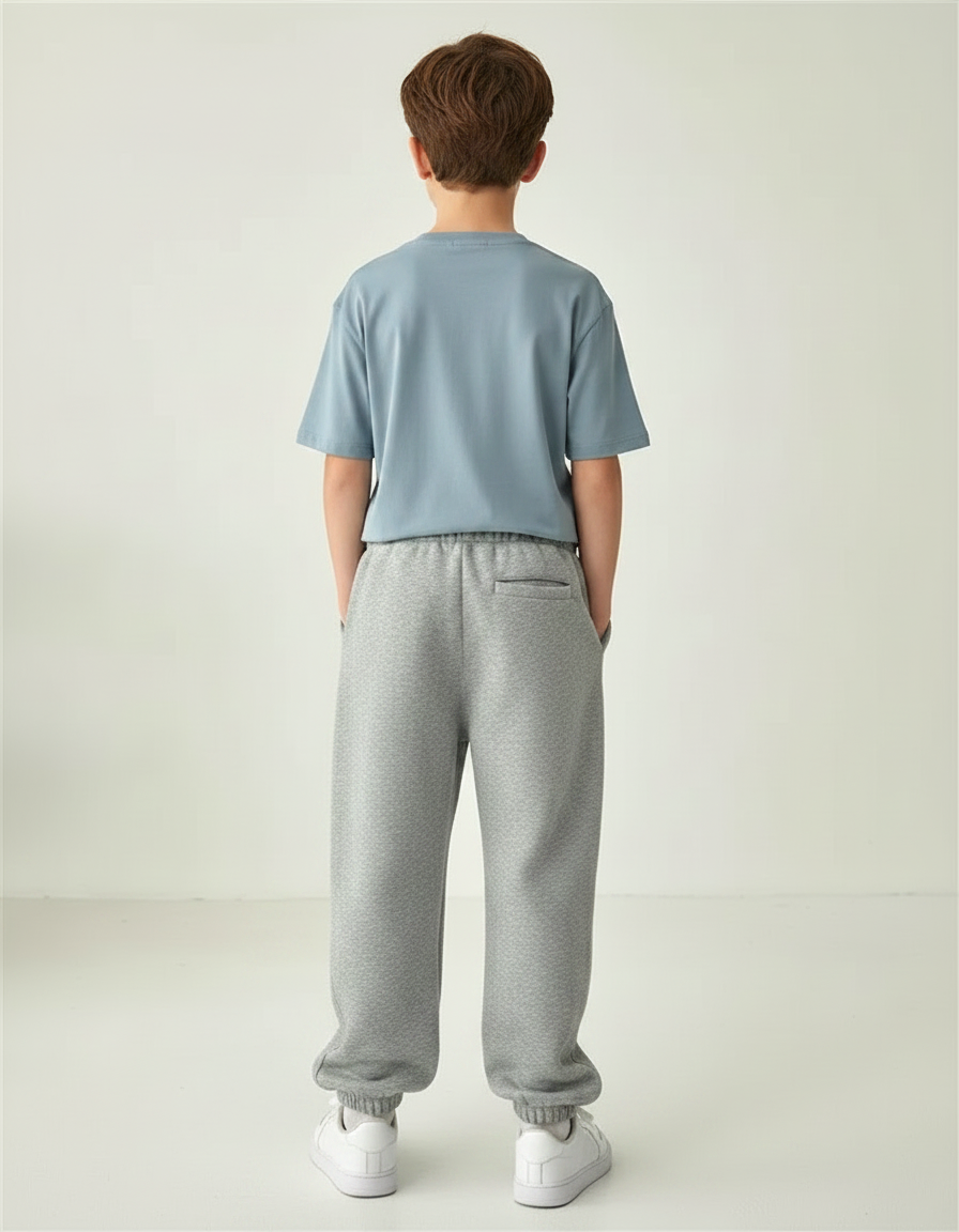 Pantalon Fluide Gris Ample Molletonné Décontracté Garçon - vue 2