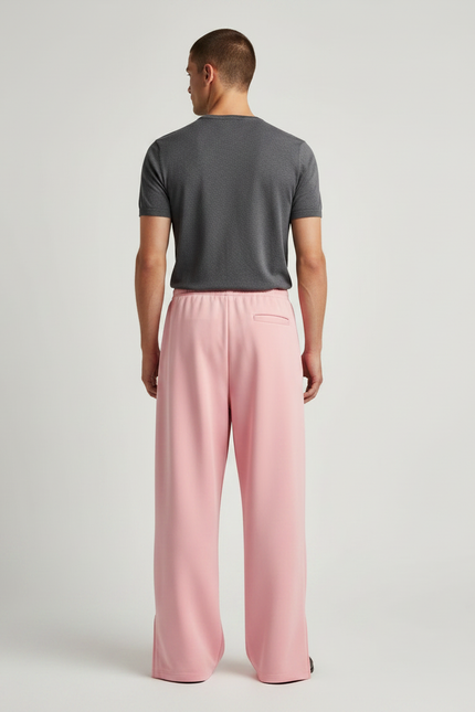 Pantalon Fluide Rose Ample Décontracté Brodé Unisexe - Polyester - vue 2