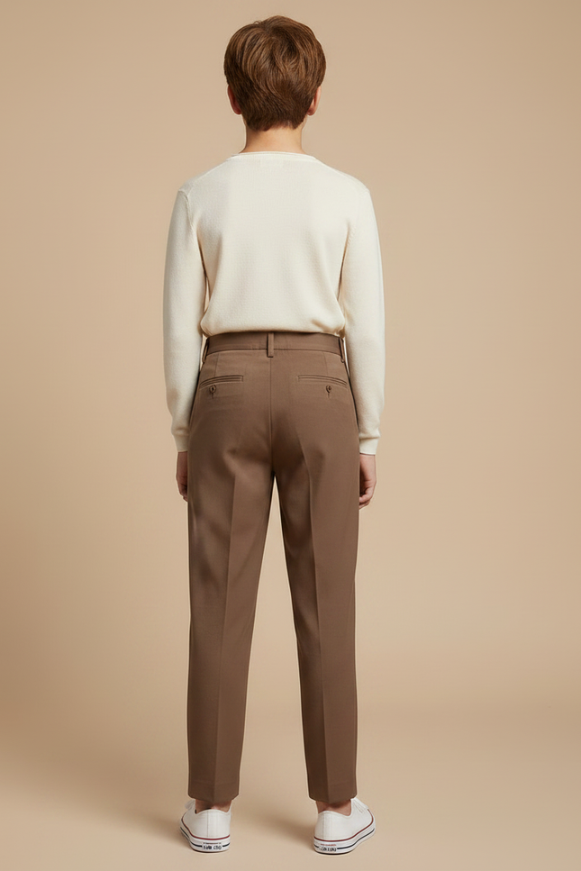 Pantalon Fluide Marron Plissé Ample Décontracté Garçon - Gabardine - vue 2
