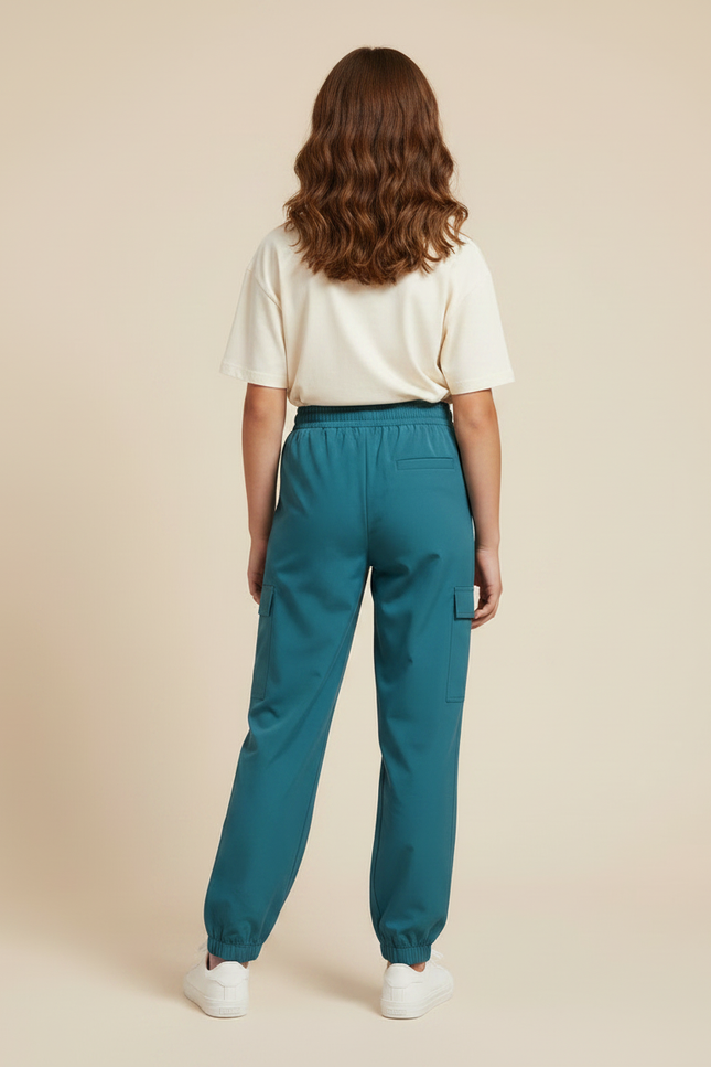 Pantalon Fluide Cargo Vert Canard Enfant Jogger - Polyester - vue 2