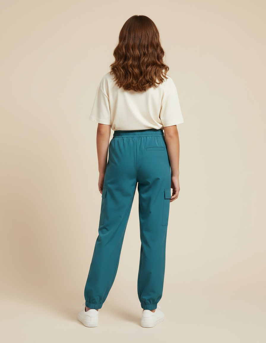 Pantalon Fluide Cargo Vert Canard Enfant Jogger - Polyester - vue 2