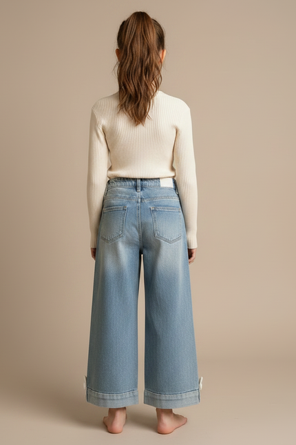 Pantalon Fluide Jean Ample Décor Lapin Enfant - Bleu - vue 2