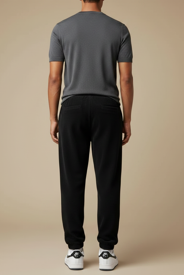 Pantalon Fluide Noir Côtelé Ample Décontracté Homme - Cordé - vue 2