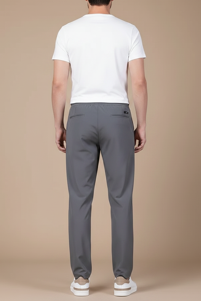 Pantalon Fluide Gris Droit Décontracté Homme Léger - Polyester - vue 2