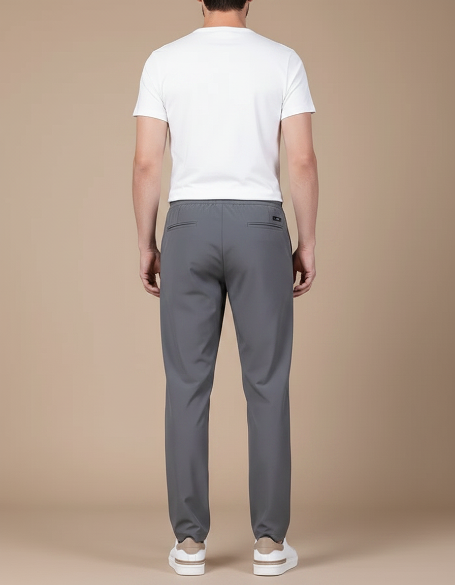 Pantalon Fluide Gris Droit Décontracté Homme Léger - Polyester - vue 2