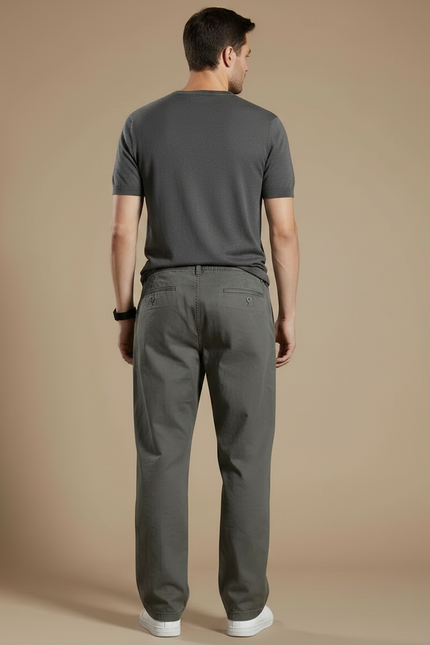 Pantalon Fluide Homme Coton Cargo Ample Décontracté - Kaki - vue 2