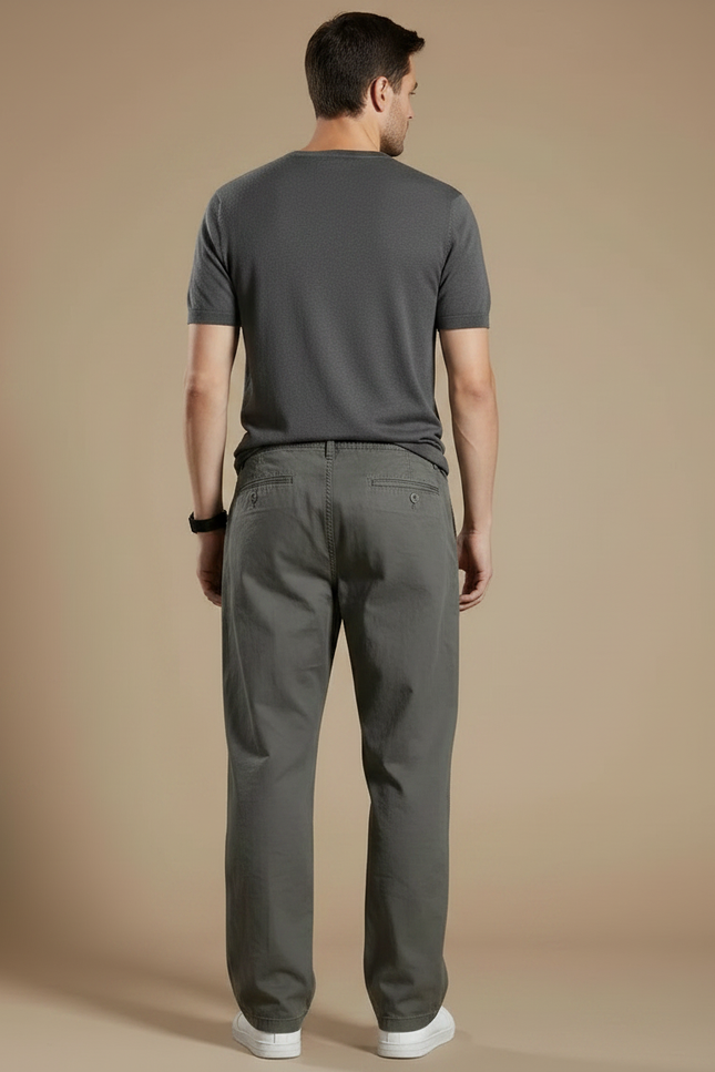 Pantalon Fluide Homme Coton Cargo Ample Décontracté - Kaki - vue 2