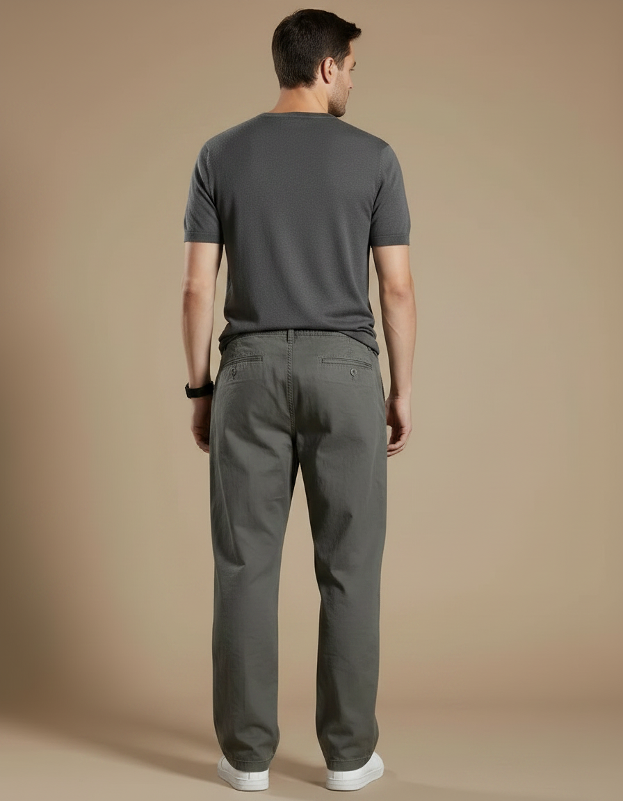 Pantalon Fluide Homme Coton Cargo Ample Décontracté - Kaki - vue 2