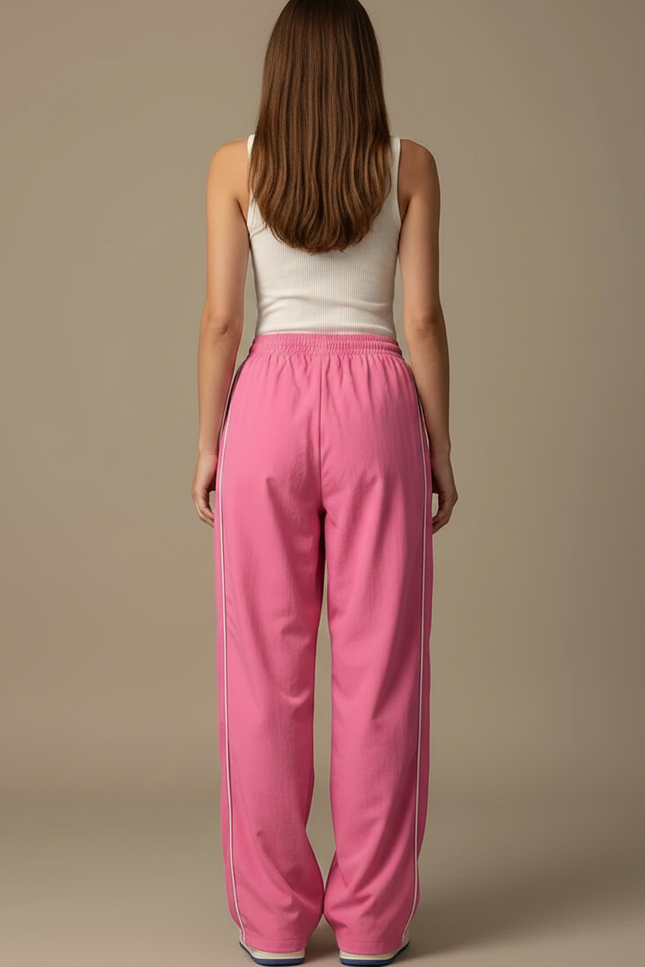 Pantalon Fluide Rose Ample Décontracté Sportif Femme - Polyester - vue 2