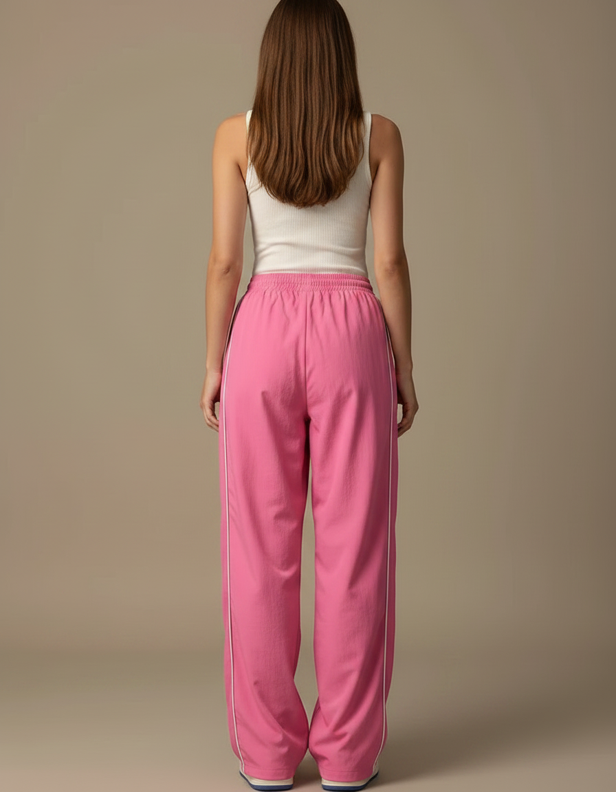 Pantalon Fluide Rose Ample Décontracté Sportif Femme - Polyester - vue 2