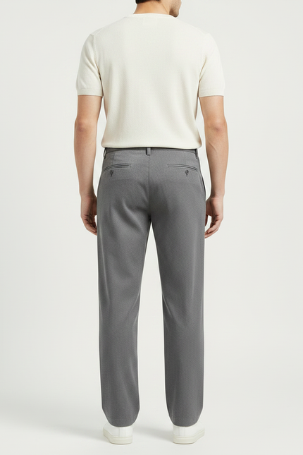 Pantalon Fluide Gris Droit Décontracté Homme - Polyester - vue 2