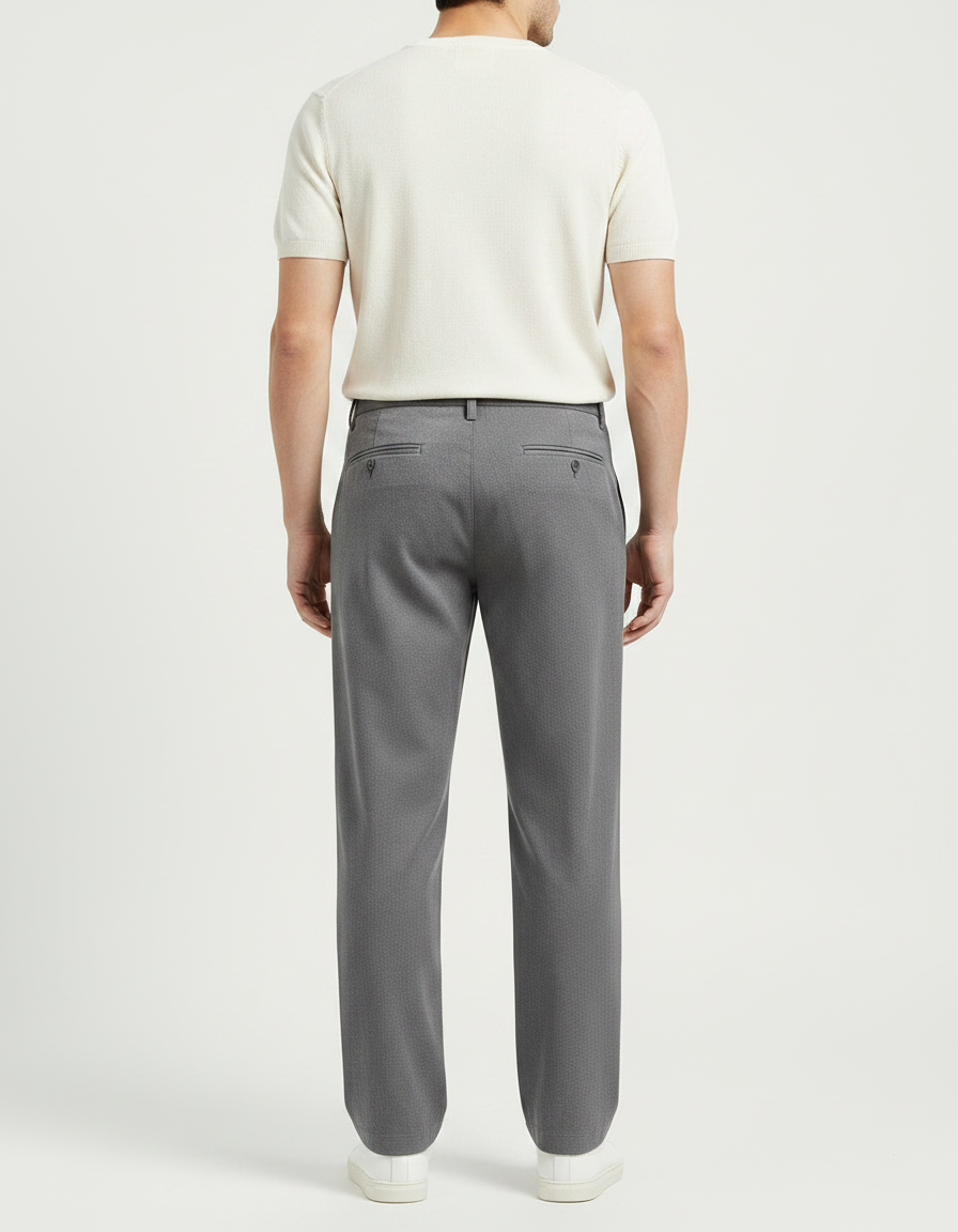 Pantalon Fluide Gris Droit Décontracté Homme - Polyester - vue 2