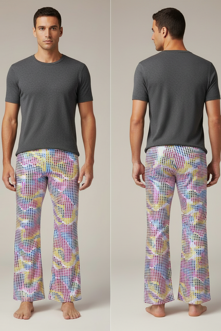 Pantalon Fluide Évasé Multicolore Imprimé Disco Homme - Polyester - vue 2