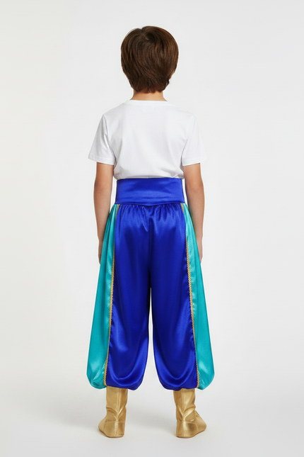 Pantalon Fluide Satiné Bicolore Ample Enfant Élastique - Bleu - vue 2